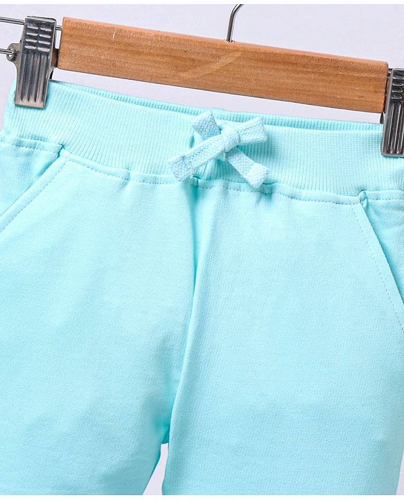 Babyhug Knit Full Length Lounge Pant Fly High Patch - Aqua