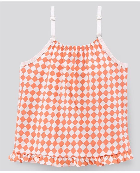 Pine Kids Singlet Sleeves Bio Washed Top Checks & Stripes Print Pack of 2 - White
