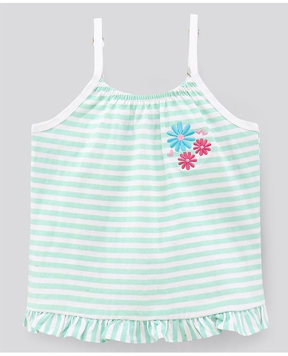 Pine Kids Singlet Sleeves Bio Washed Top Checks & Stripes Print Pack of 2 - White