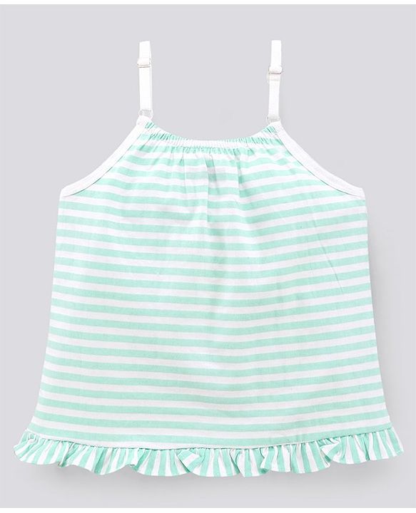 Pine Kids Singlet Sleeves Bio Washed Top Checks & Stripes Print Pack of 2 - White