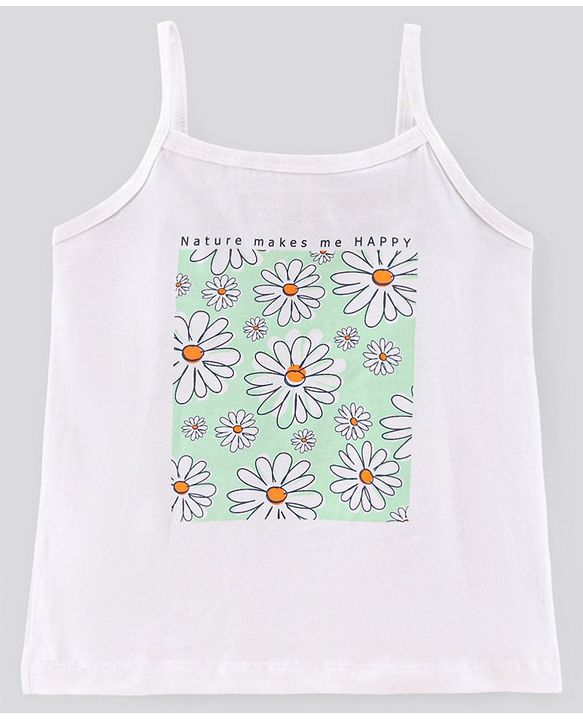 Pine Kids Singlet Sleeves Biowashed Tops Heart & Floral Print Pack Of 2 - Orange White