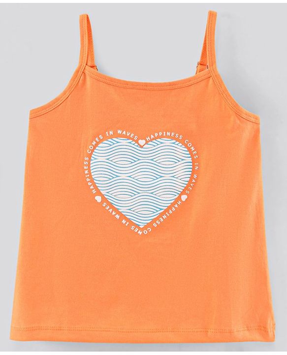 Pine Kids Singlet Sleeves Biowashed Tops Heart & Floral Print Pack Of 2 - Orange White