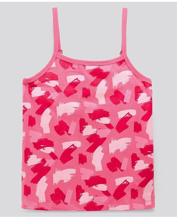 Pine Kids Singlet Sleeves Bio Washed T-Shirt Abstract & Text Print Pack of 2 - Pink Yellow