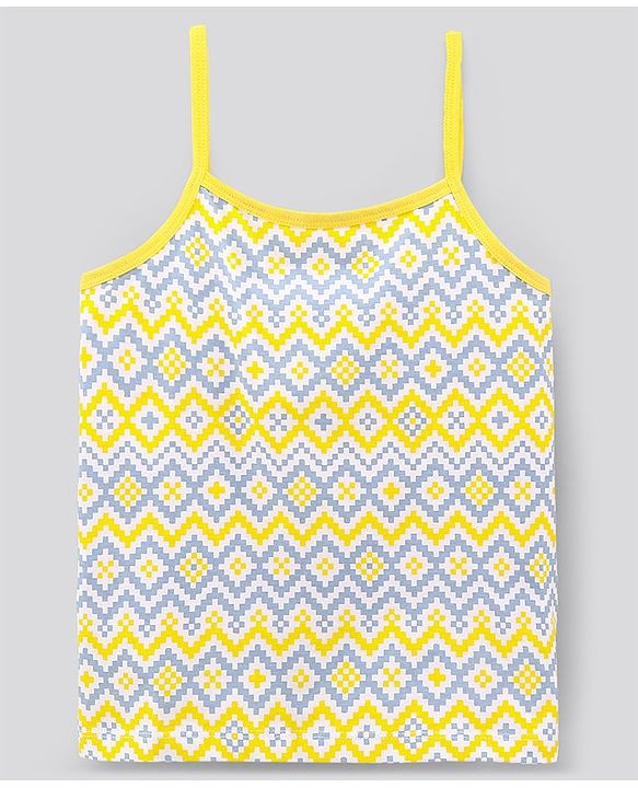Pine Kids Singlet Sleeves Bio Washed T-Shirt Geometric Print Pack of 2 - Grey Yellow