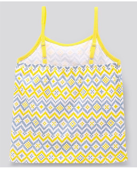 Pine Kids Singlet Sleeves Bio Washed T-Shirt Geometric Print Pack of 2 - Grey Yellow