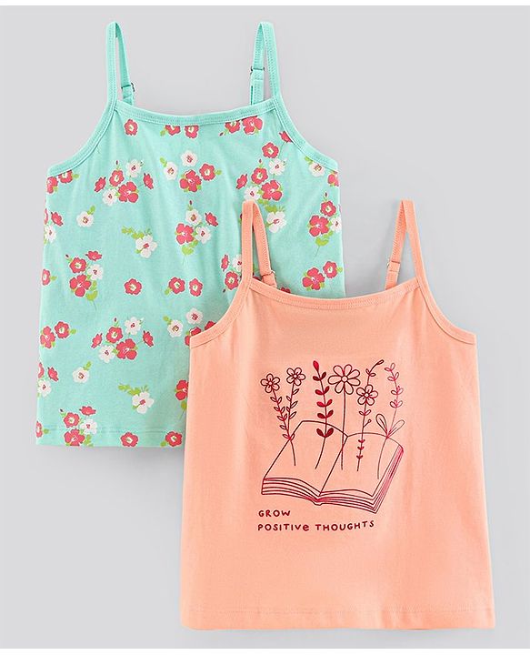 Pine Kids Singlet Sleeves Bio Washed Printed T-Shirt Pack of 2 - Multicolor