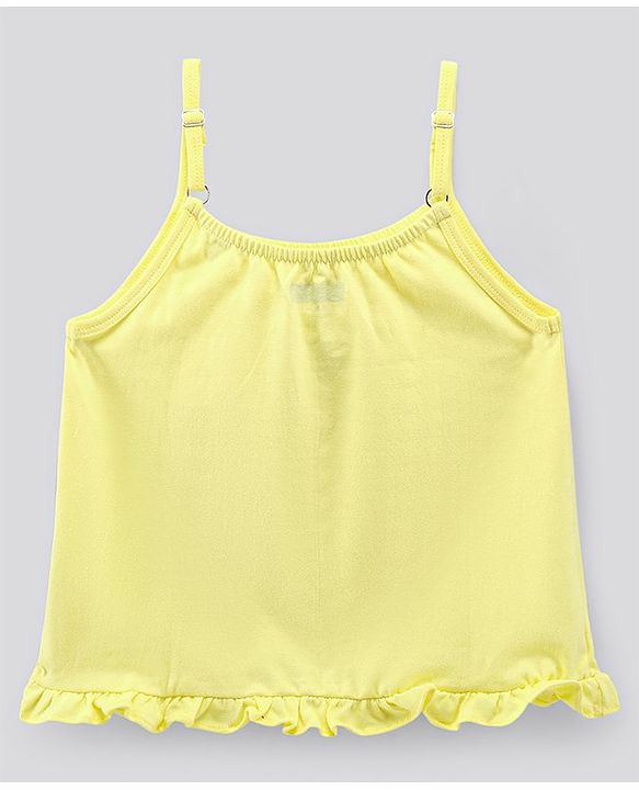 Pine Kids Singlet Sleeves Bio Washed T-Shirt Believe Print - Yellow
