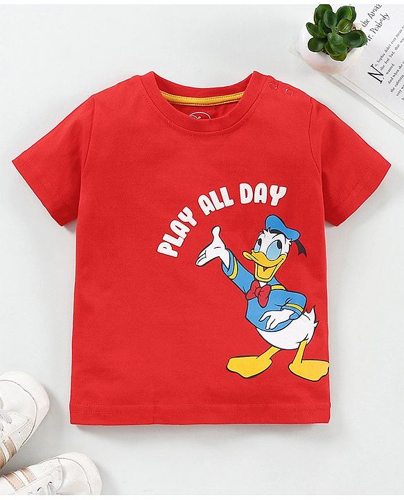 Babyhug Half Sleeves Cotton T-shirt Printed - Red