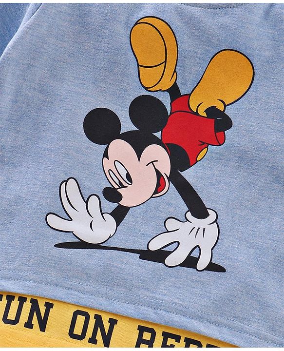Babyhug Half Sleeves Cotton T-shirt Mickey Mouse Graphic - Light Blue
