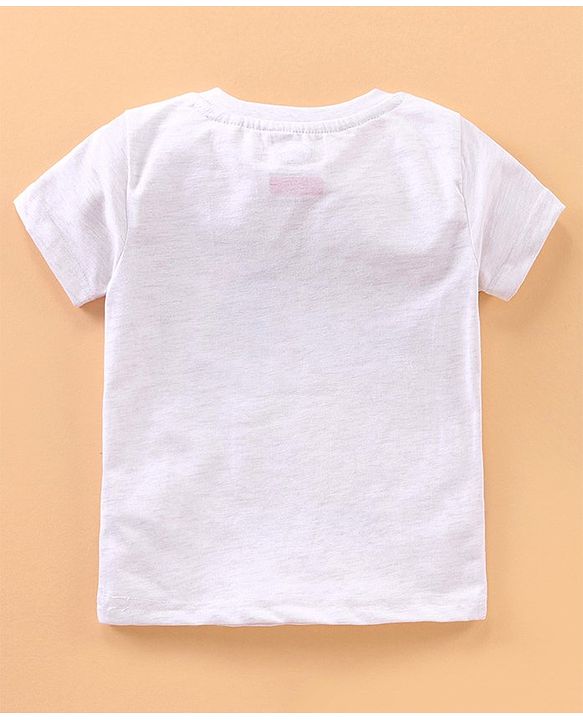 Babyhug Half Sleeves Cotton T-shirt Cartoon Graphic - White