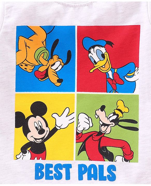 Babyhug Half Sleeves Cotton T-shirt Cartoon Graphic - White