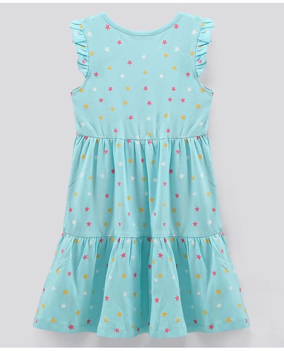 Pine Kids Sleeveless Bio Wash Frock Polka Dot Print- Blue