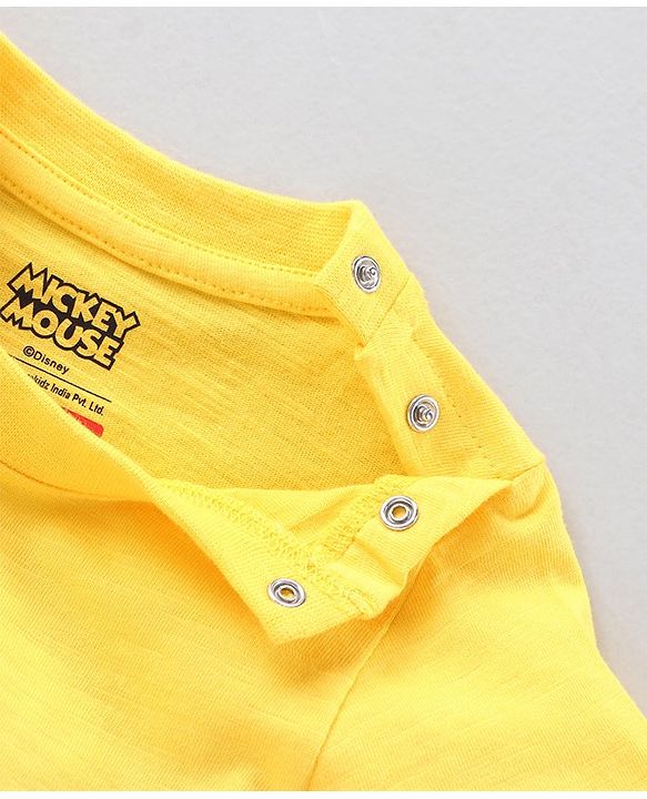 Babyhug Half Sleeves Tee Mickey Mouse Print - Yellow