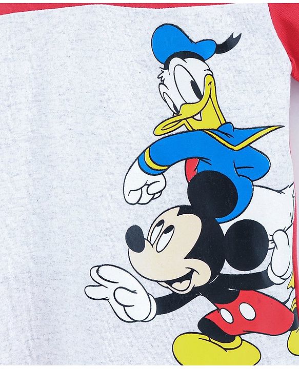 Babyhug Half Sleeves Tee Mickey Print - Red Grey
