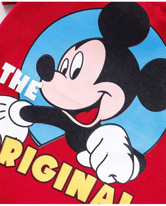 Babyhug Half Sleeves Tee Mickey Print - Red