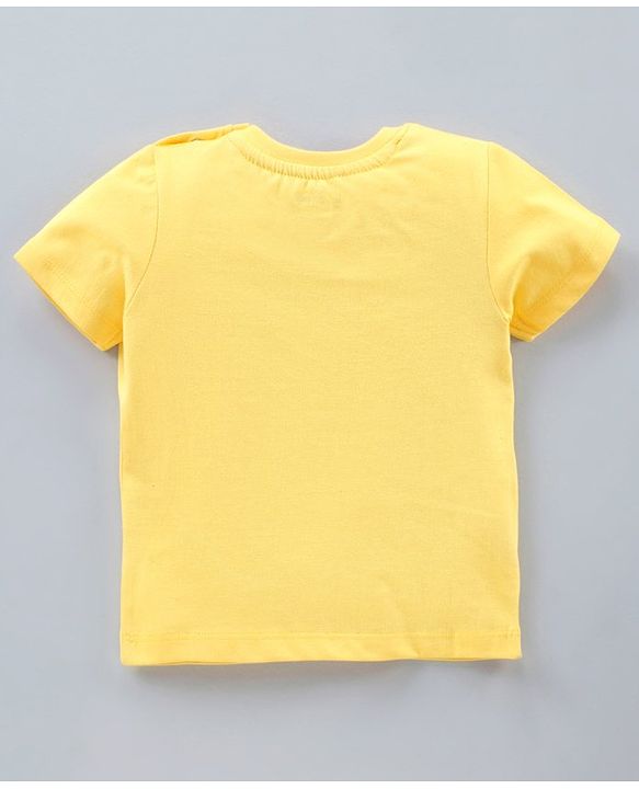 Babyhug Half Sleeves T Shirt Goofy Print- Yellow