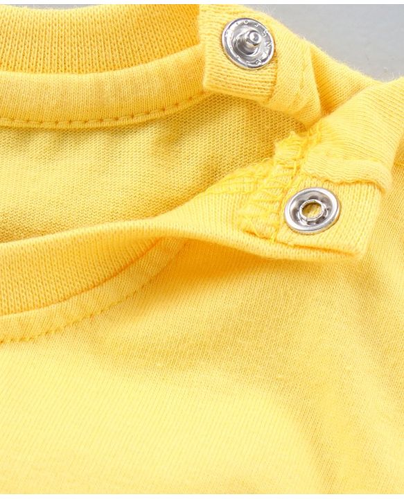 Babyhug Half Sleeves T Shirt Goofy Print- Yellow