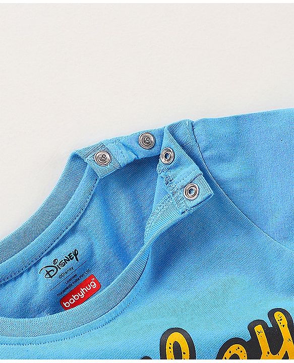 Babyhug Half Sleeves Cotton T-Shirt Mickey Print - Blue