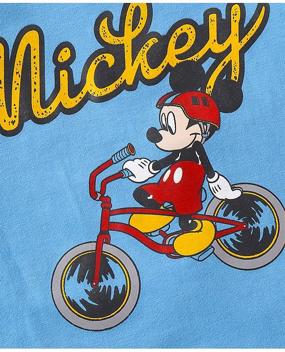 Babyhug Half Sleeves Cotton T-Shirt Mickey Print - Blue