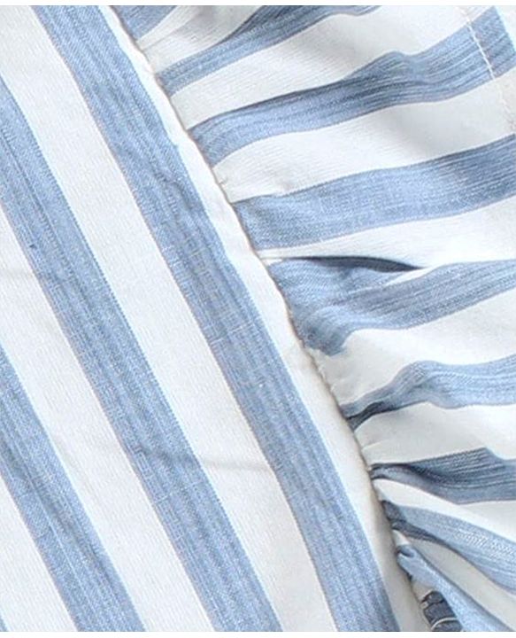Pine Kids Frilled Sleeves Striped Top And Pant Set - Blue White