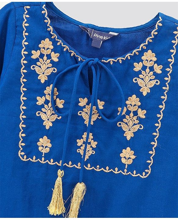 Pine Kids Kurti & Sharara Set with Dupatta Printed- Blue