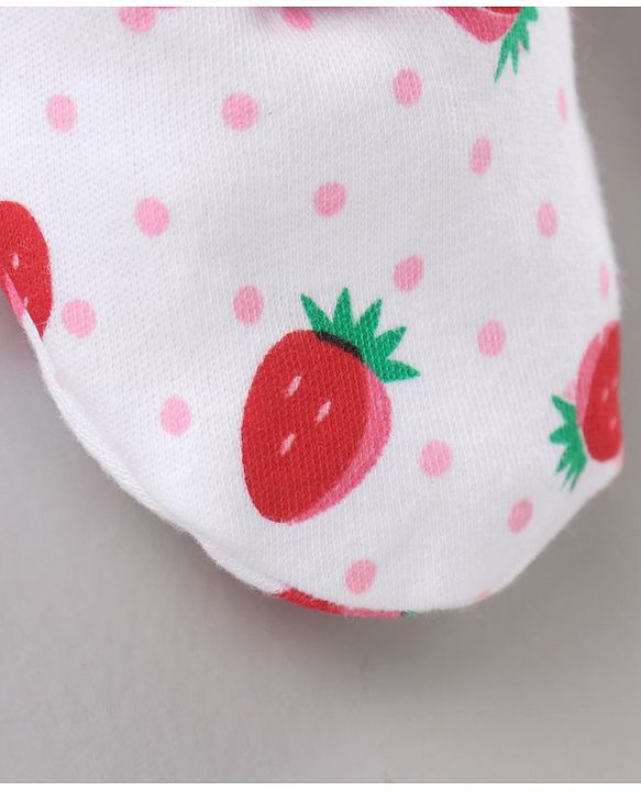 Babyhug 100% Cotton Mittens & Booties Set Strawberry Print - Red