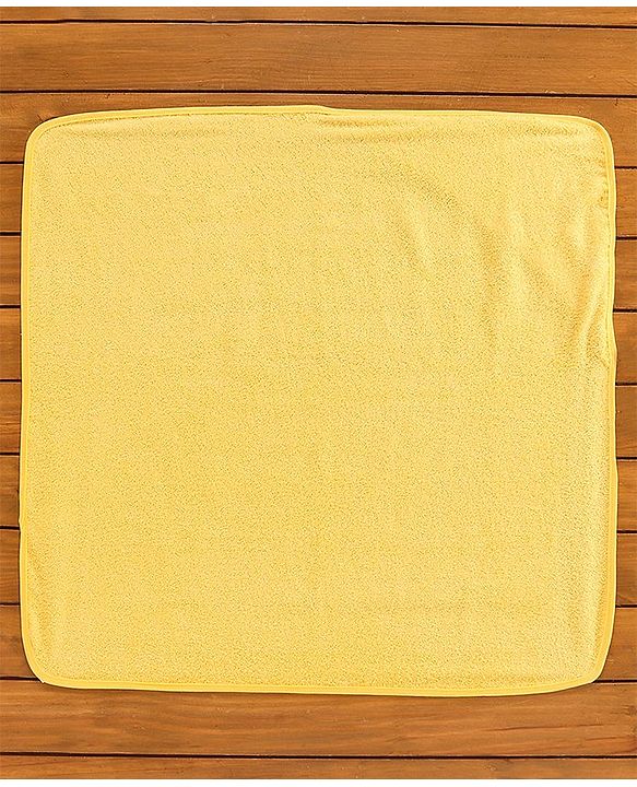 Babyhug Hooded Woven Terry Towel Dolphin Print - Yellow
