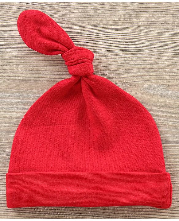 Babyhug 100% Cotton Caps Bear Print Pack of 2 - Yellow Red