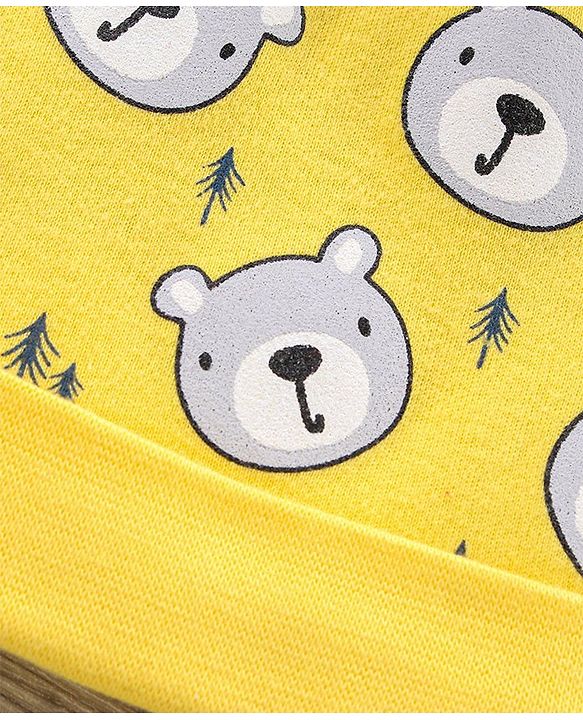 Babyhug 100% Cotton Caps Bear Print Pack of 2 - Yellow Red
