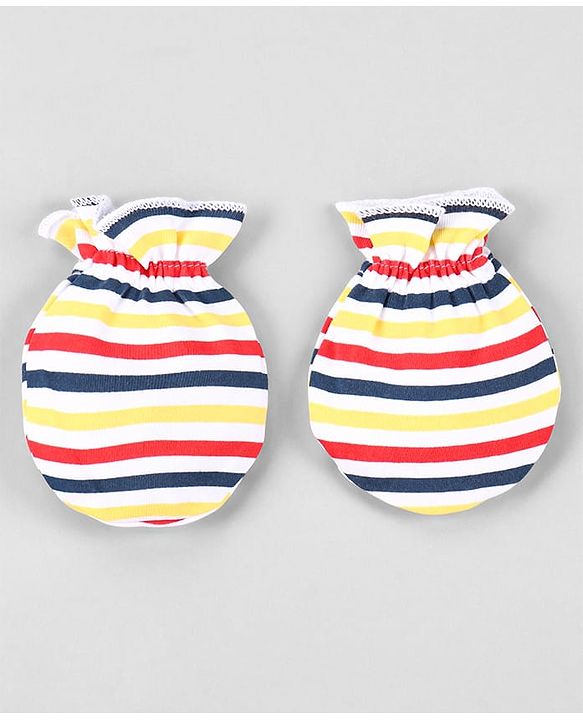 Babyhug 100% Cotton Mittens Pack of 3 - Multicolor