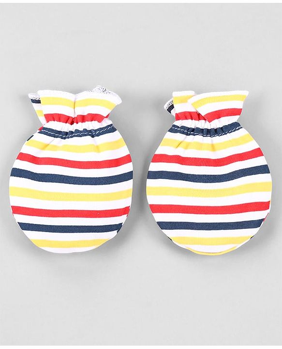 Babyhug 100% Cotton Mittens Pack of 3 - Multicolor