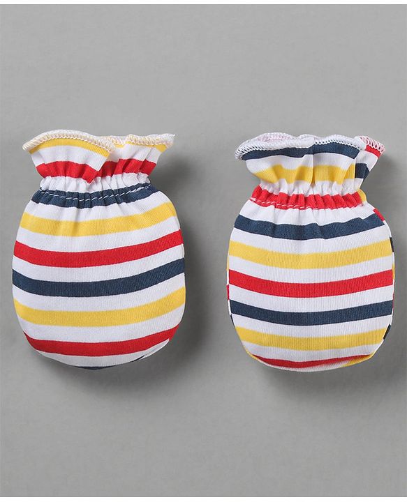 Babyhug 100% Cotton Mittens Pack of 3 - Multicolor