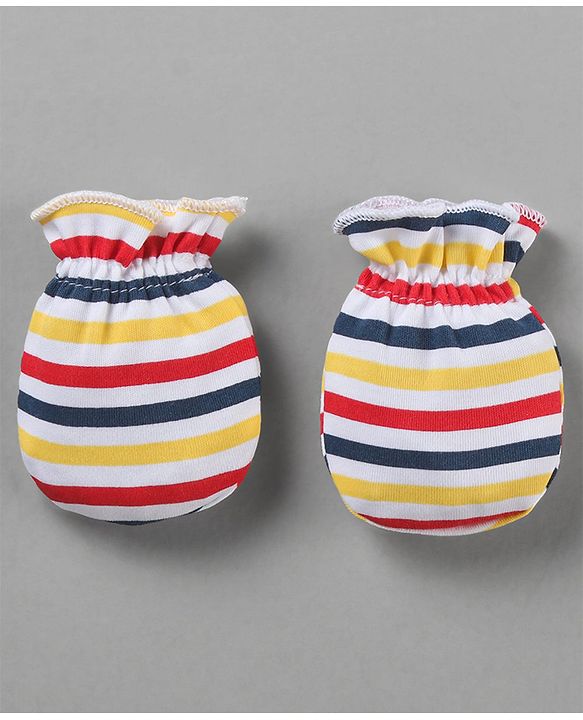Babyhug 100% Cotton Mittens Pack of 3 - Multicolor