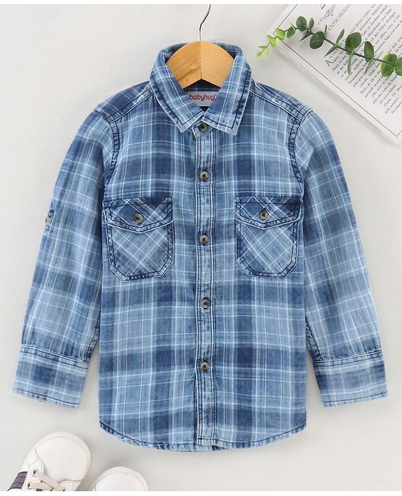 Babyhug Full Sleeves Cotton Checks Print Shirt - Blue