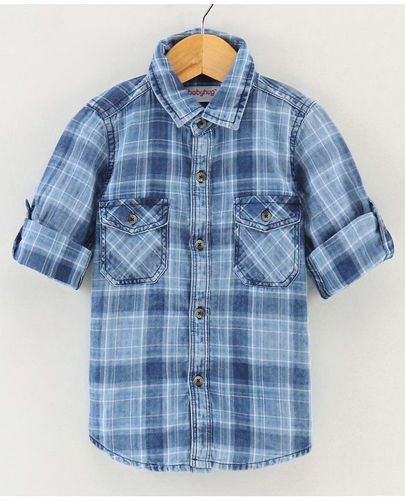 Babyhug Full Sleeves Cotton Checks Print Shirt - Blue