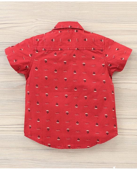 Babyhug  Half Sleeves Shirt Boat Print - Red