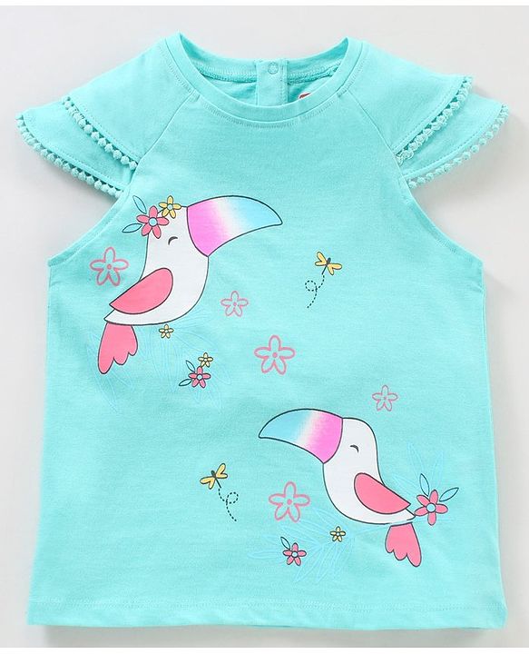 Babyhug Short Sleeves Top Bird Print - Blue