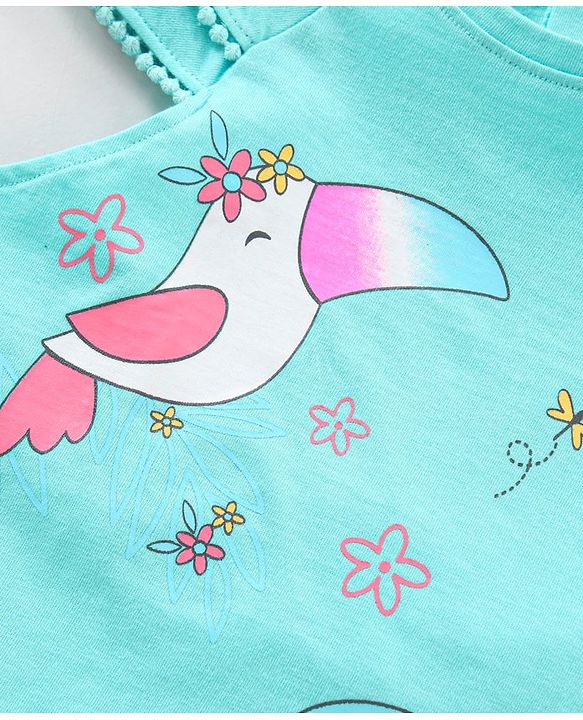 Babyhug Short Sleeves Top Bird Print - Blue