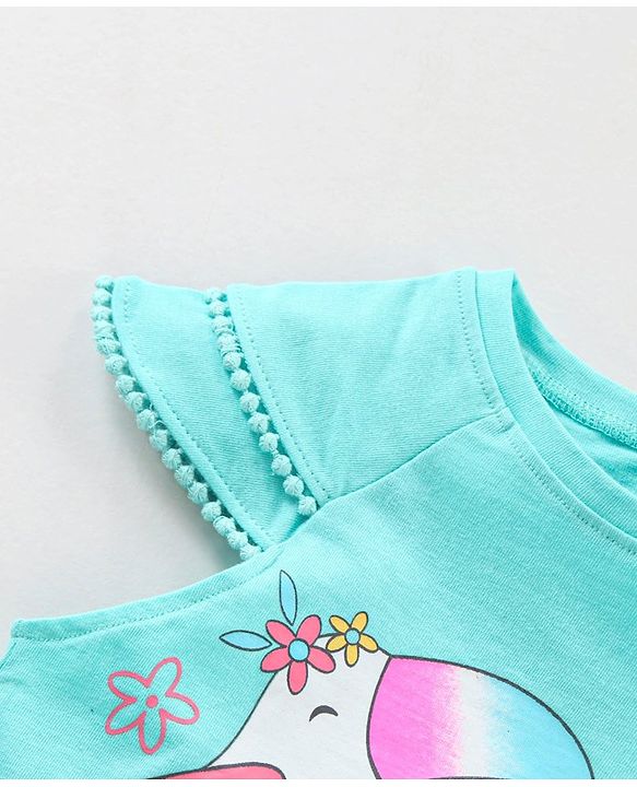 Babyhug Short Sleeves Top Bird Print - Blue