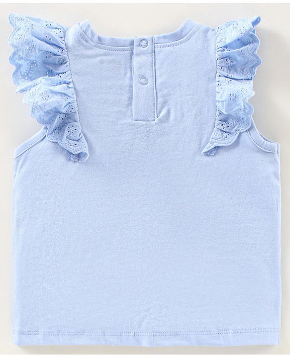 Babyhug Short Sleeves Top With Graphics & Schiffli Detailing Sea Horse Print - Blue
