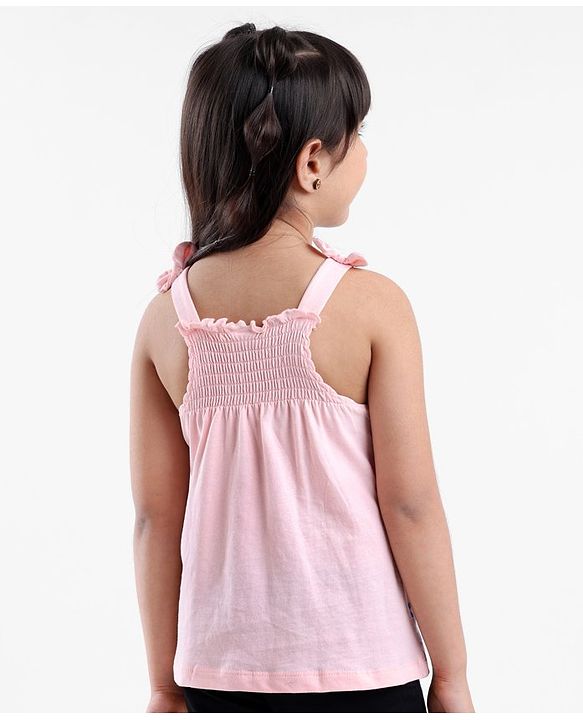 Babyhyg Singlet Top With Graphics & Smocking Detailing Floral Print - Pink