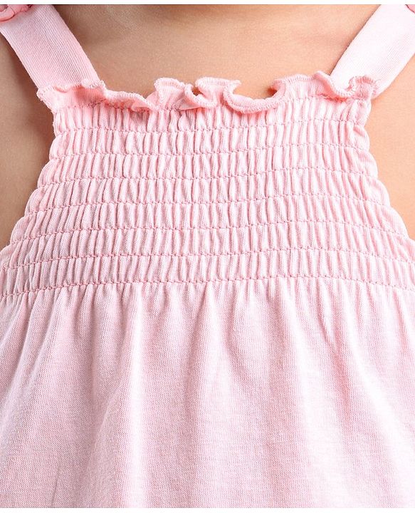 Babyhyg Singlet Top With Graphics & Smocking Detailing Floral Print - Pink