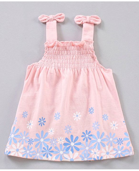 Babyhyg Singlet Top With Graphics & Smocking Detailing Floral Print - Pink