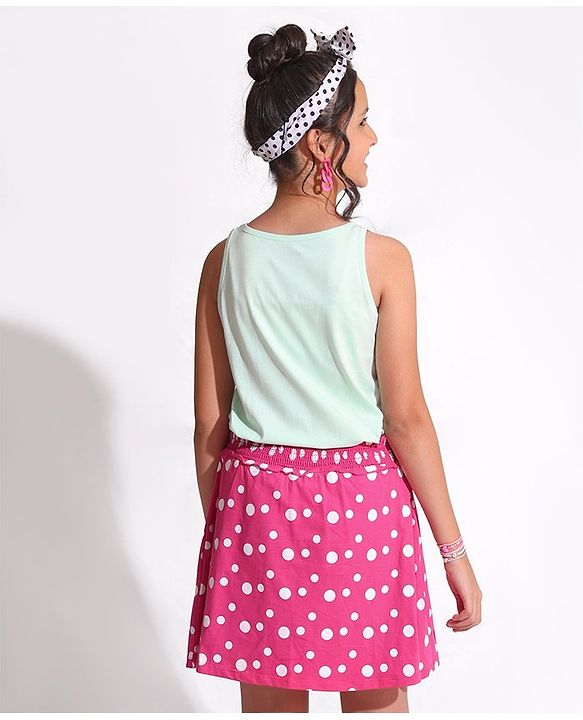 Pine Kids Sleeveless Top & Skirt Set Wonder Print - Pink Blue