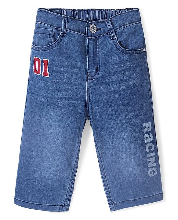 Babyhug Knee Length Washed Denim Jamaican Shorts - Blue