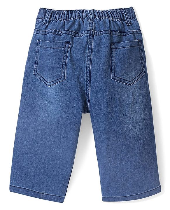 Babyhug Knee Length Washed Denim Jamaican Shorts - Blue