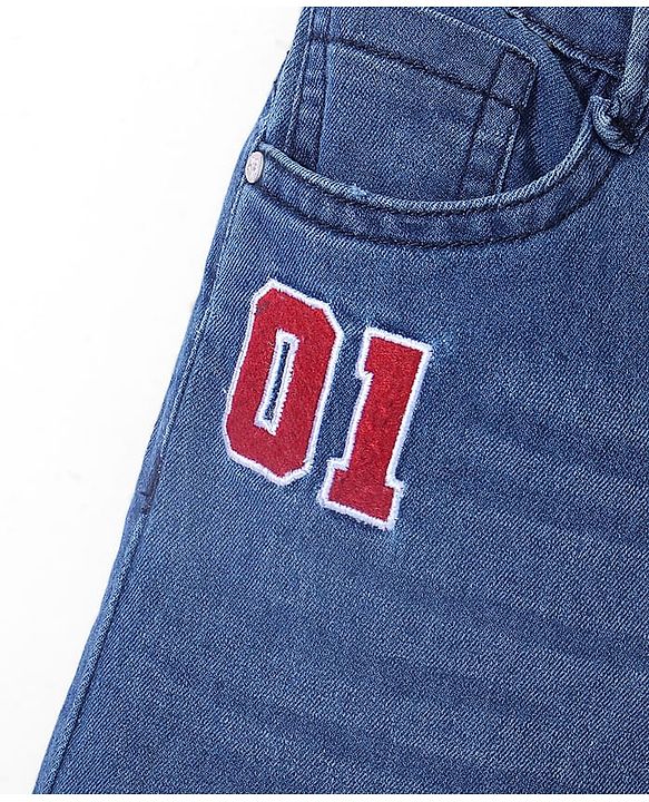 Babyhug Knee Length Washed Denim Jamaican Shorts - Blue