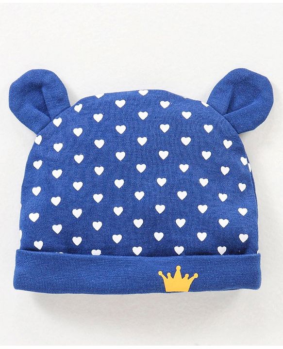Babyhug 100% Cotton Cap Mittens & Booties Blue - Diameter 10 cm