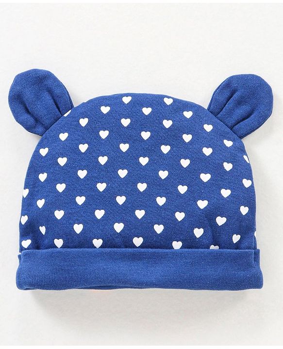 Babyhug 100% Cotton Cap Mittens & Booties Blue - Diameter 10 cm