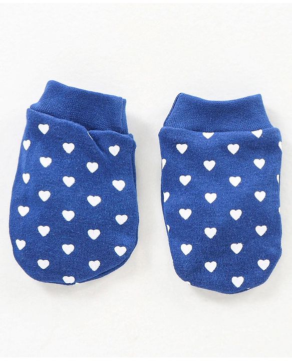 Babyhug 100% Cotton Cap Mittens & Booties Blue - Diameter 10 cm